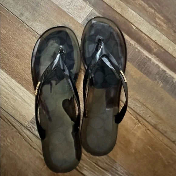 COACH BLACK THONG SANDAL FLATS WOMENS 9 NWT - Picture 7 of 8